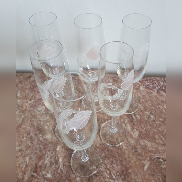 Vintage Bohemia Clear Crystal Champagne Glasses set of 6 - Picture 3 of 5